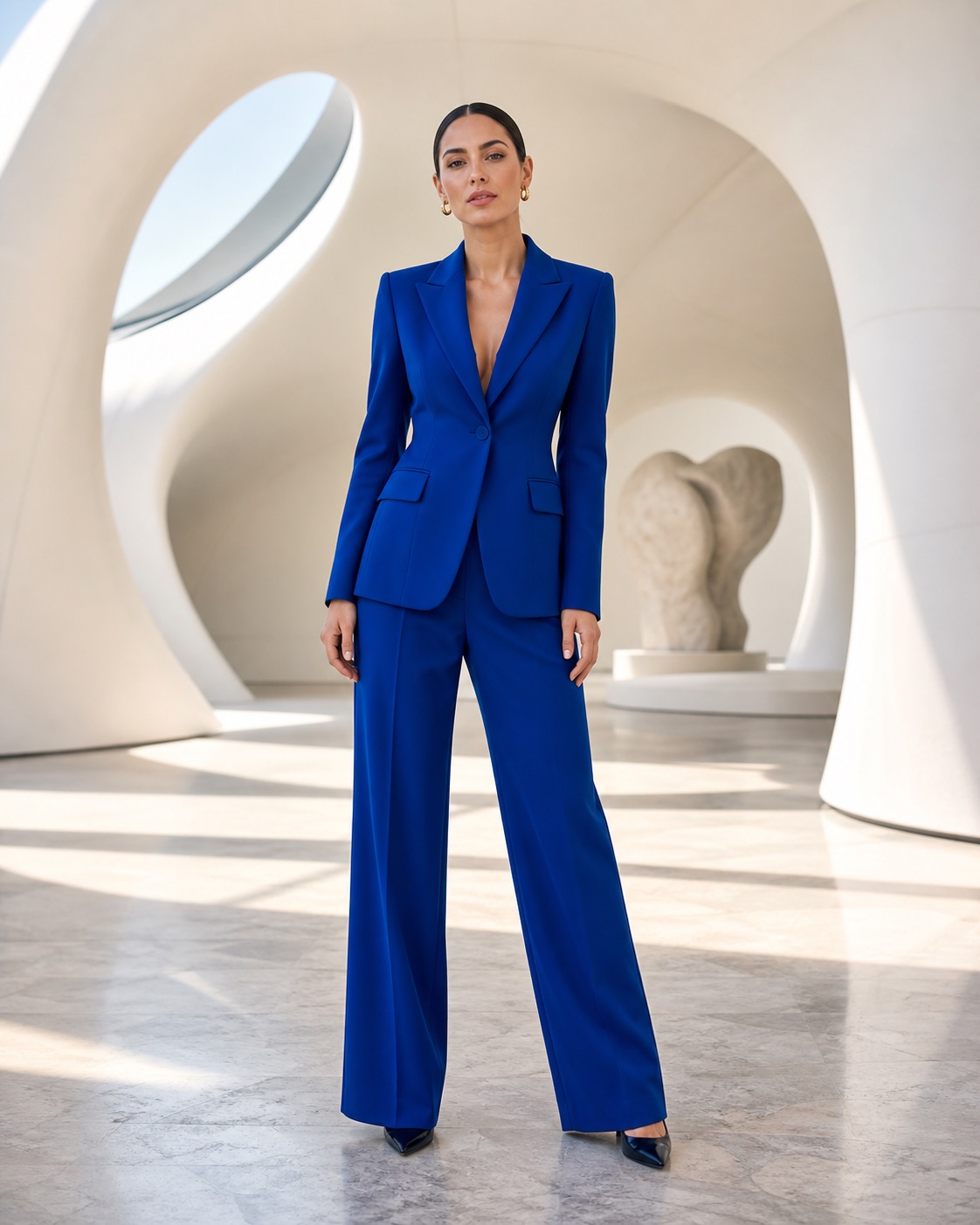 Cobalt-blue fashion look from the Aviora style collection